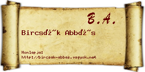 Bircsák Abbás névjegykártya